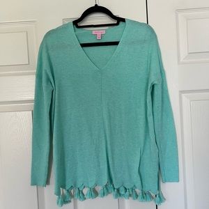 Lilly Pulitzer Aqua Tassel Sweater